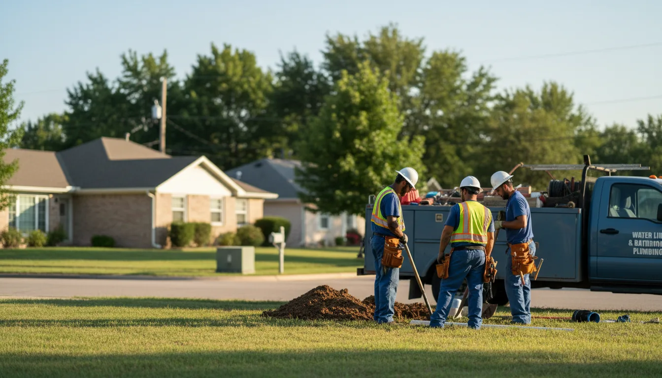 Residential water line and bathroom plumbing service in Perkins, OK